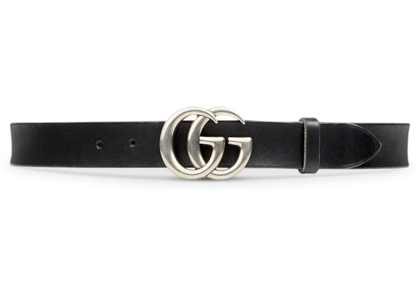 Gucci Leather Belt Double G Palladium Buckle 1 W Black in Smooth ...