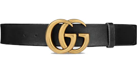Gucci Leather Belt with Double G Buckle 1.5 Width Black