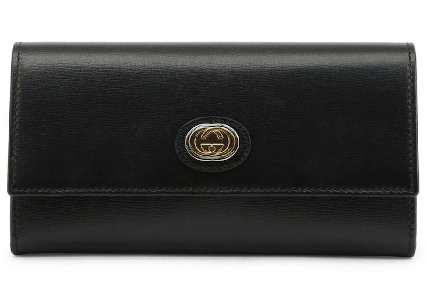Gucci Leather Continental Wallet Black in Leather with Gold-tone - US