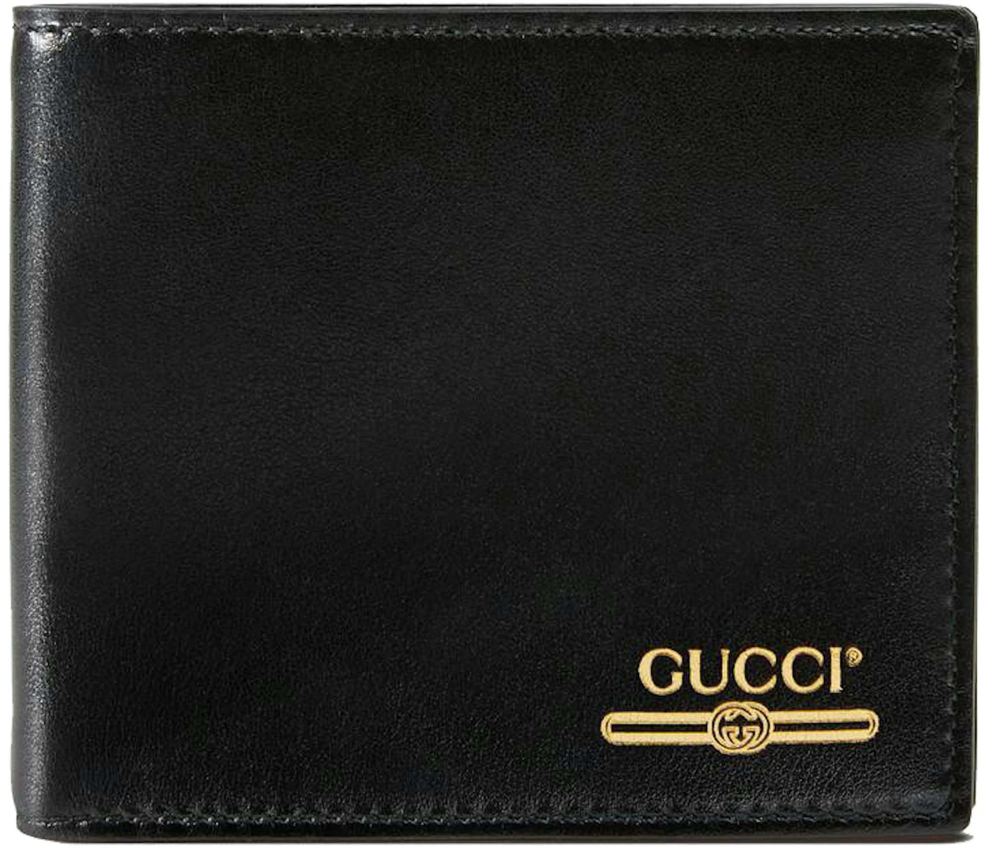 Authentic GUCCI Leather Card Case Money Clip Leather Black GG Bill