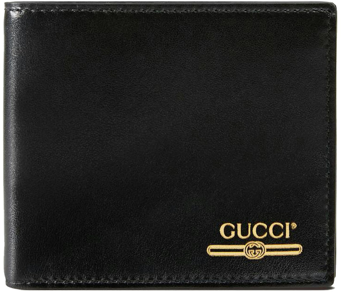 Gucci Leather with Gucci (8 Card Slot) Black in Calfskin with Gold-tone