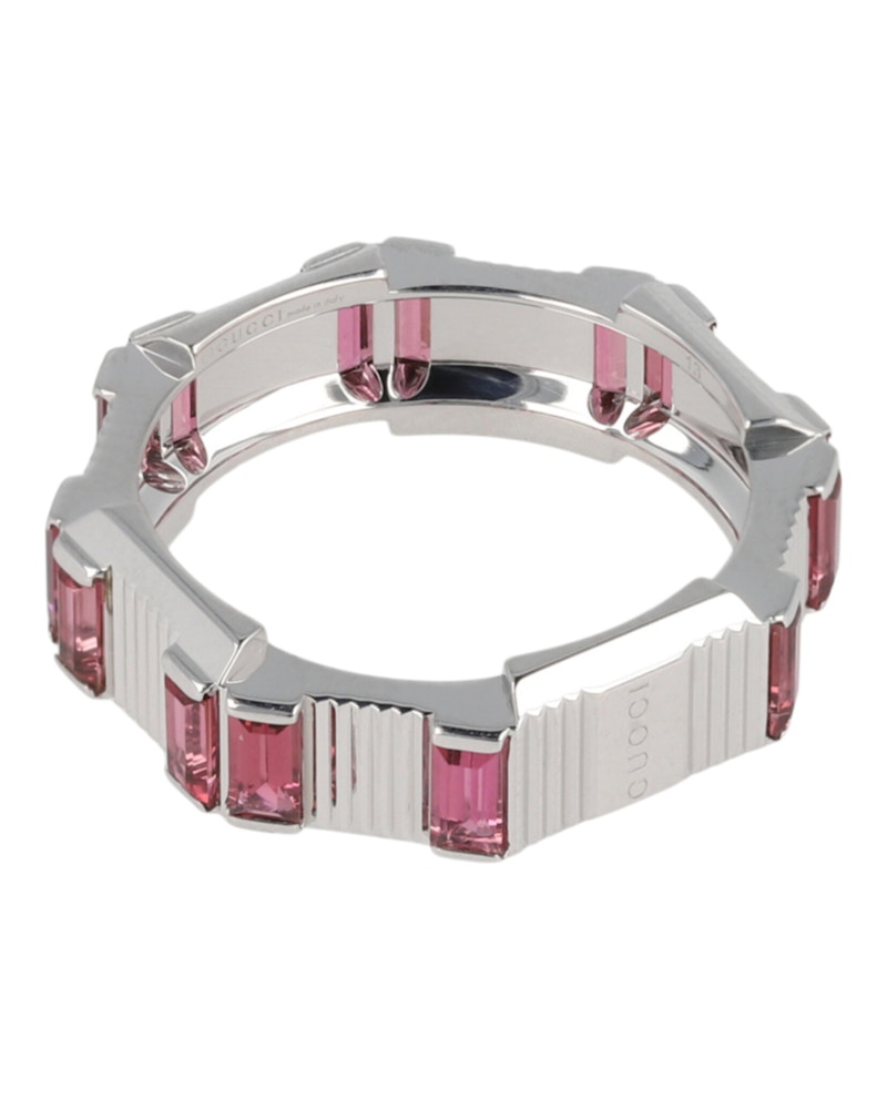 Pre-owned Gucci Women's Link To Love Rubellite Ring In Silver
