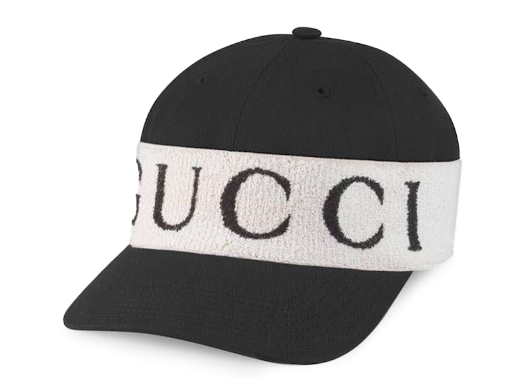 Pre-owned Gucci Logo Band Baseball Cap Black/white