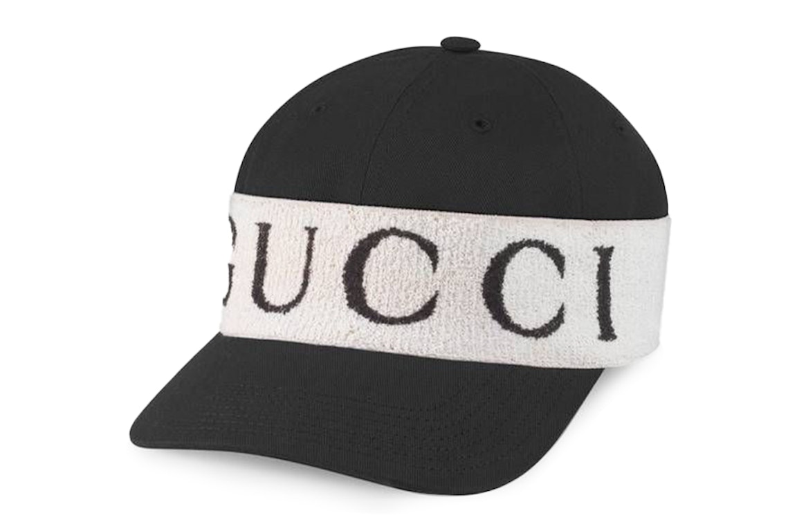 Pre-owned Gucci Logo Band Baseball Cap Black/white