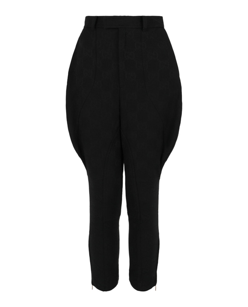 Pantaloni con staffa goffrata con logo Gucci neri