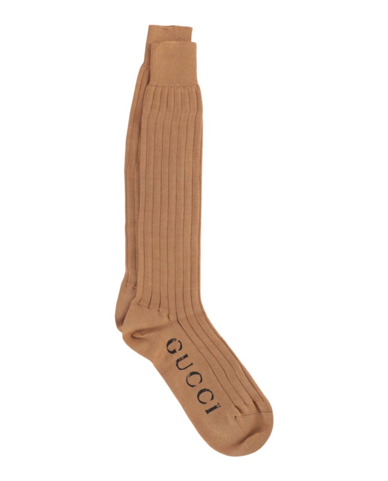 Chaussettes hautes Gucci Logo crème
