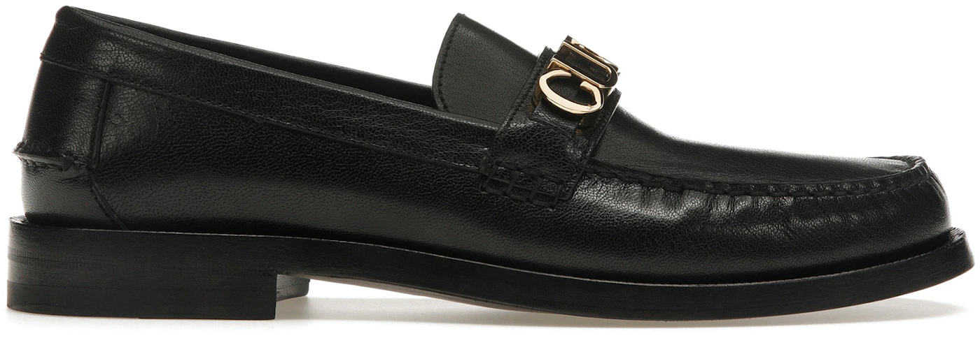 Gucci Logo Loafers Black Leather - 700036 D3V00 1000 - US