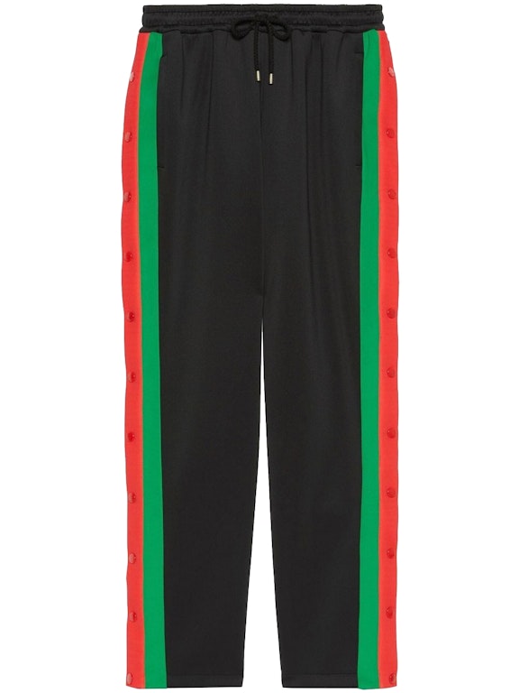 Gucci Mens GG Logo Track Pants Large Grey Monogram Green Red Side Stripe  Joggers