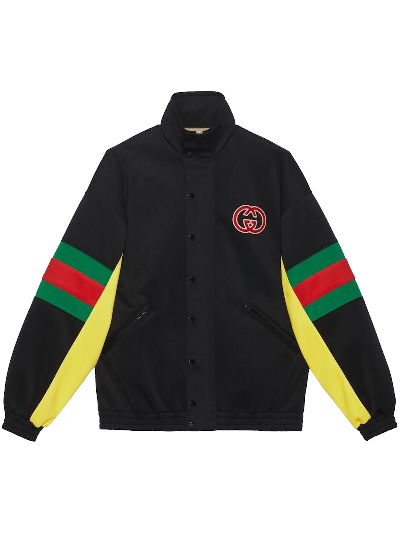 Gucci Logo-Patch Web-Motif Jacket Black/Multi Men's - US