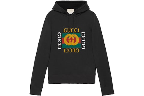 Sudadera con capucha con estampado del logotipo de Gucci Negro