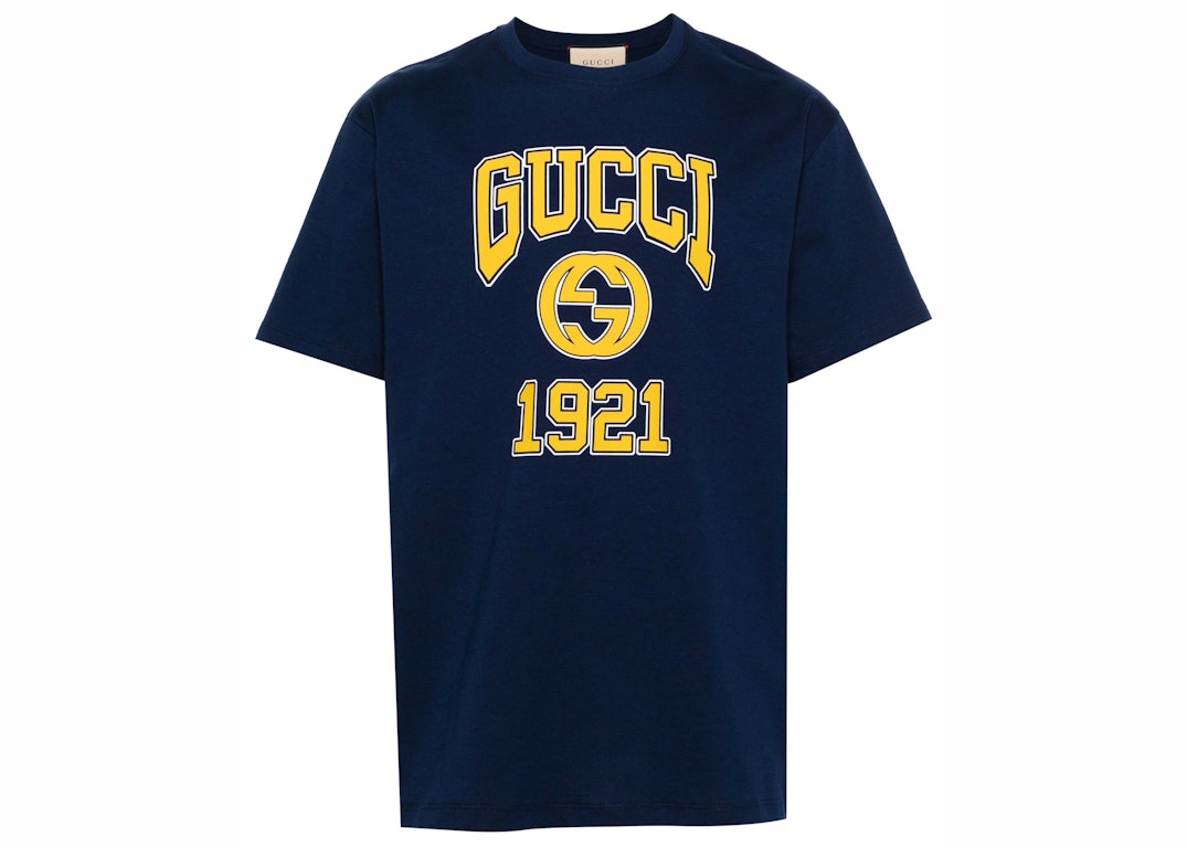Pre-owned Gucci Logo Print T-shirt Navy Blue
