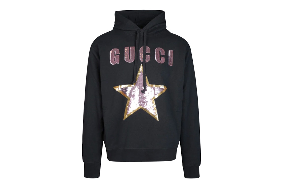 Pre-owned Gucci Logo-sequinned Hoodie Black