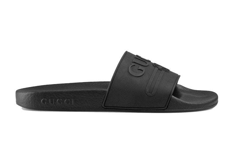 Black and best sale white gucci slides