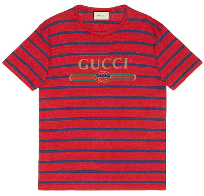 Gucci Logo Striped T-shirt Red Men's - US