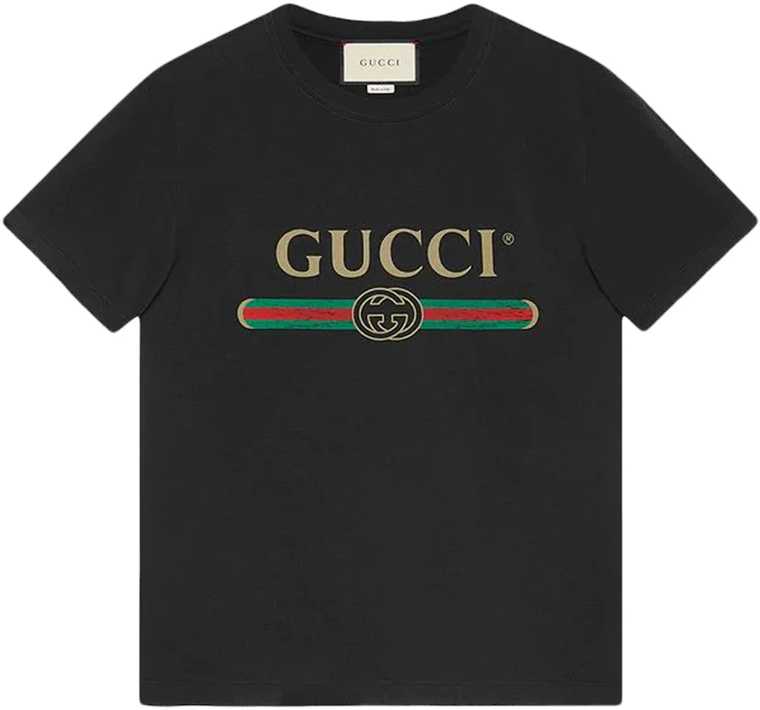 bypass Recept Undervisning Gucci Logo Washed Print T-shirt Black Men's - US