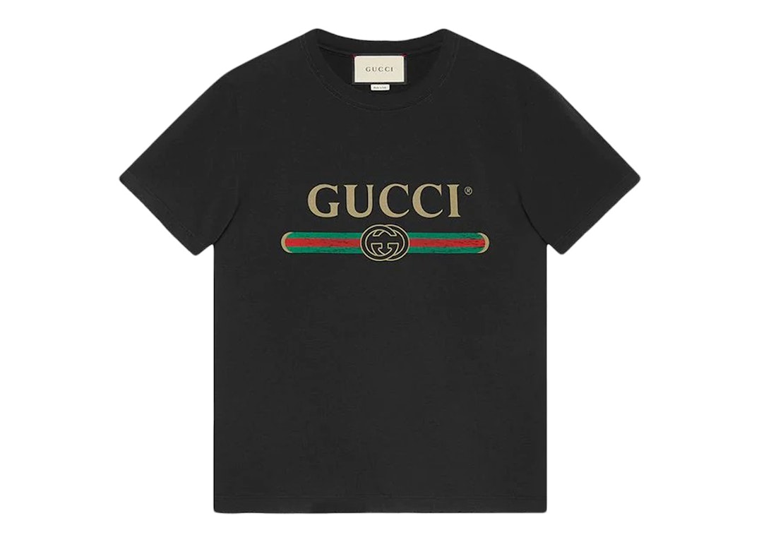 Pre-owned Gucci Logo Washed Print T-shirt Black
