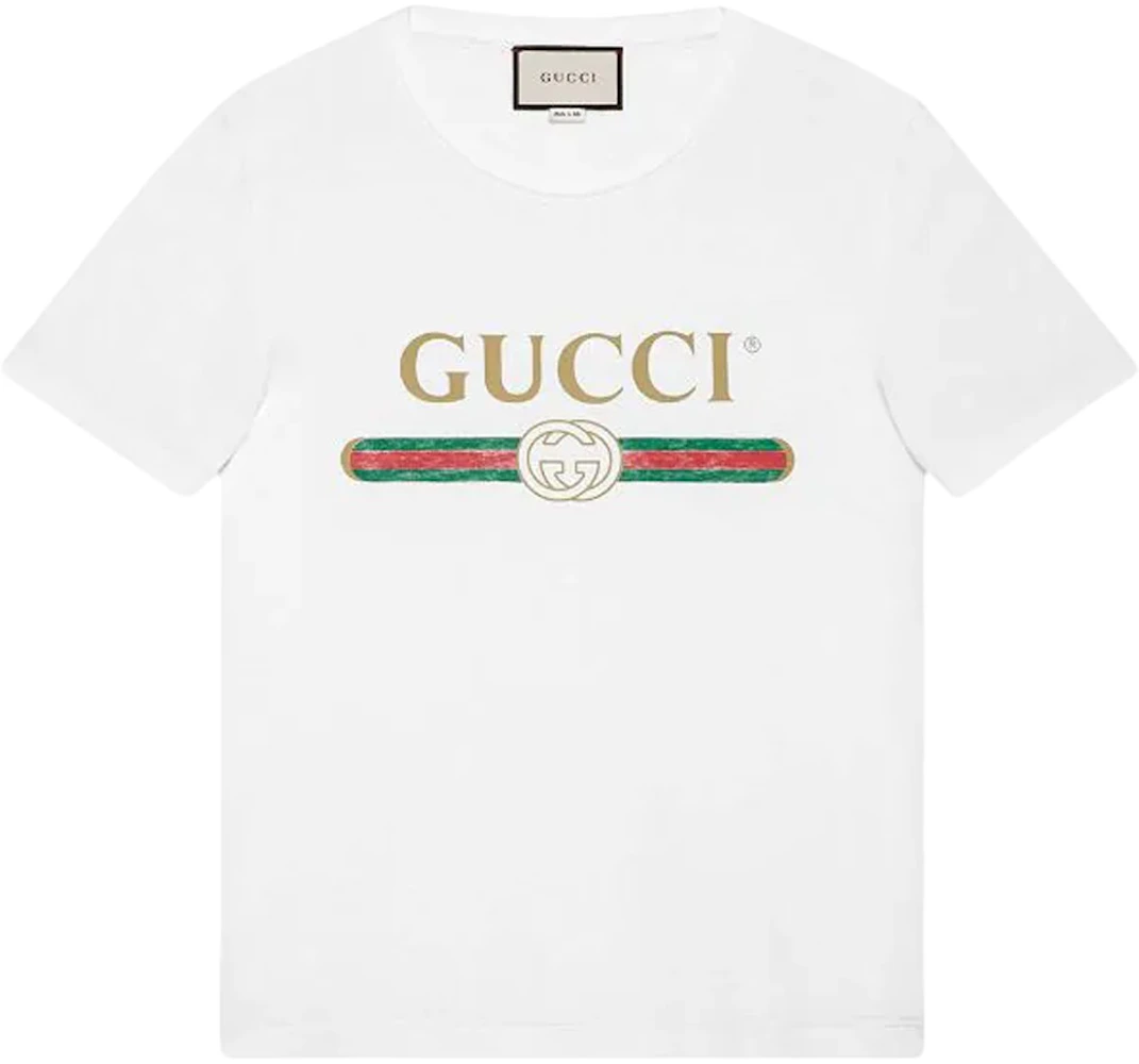 Oversize washed T-shirt with Gucci logo