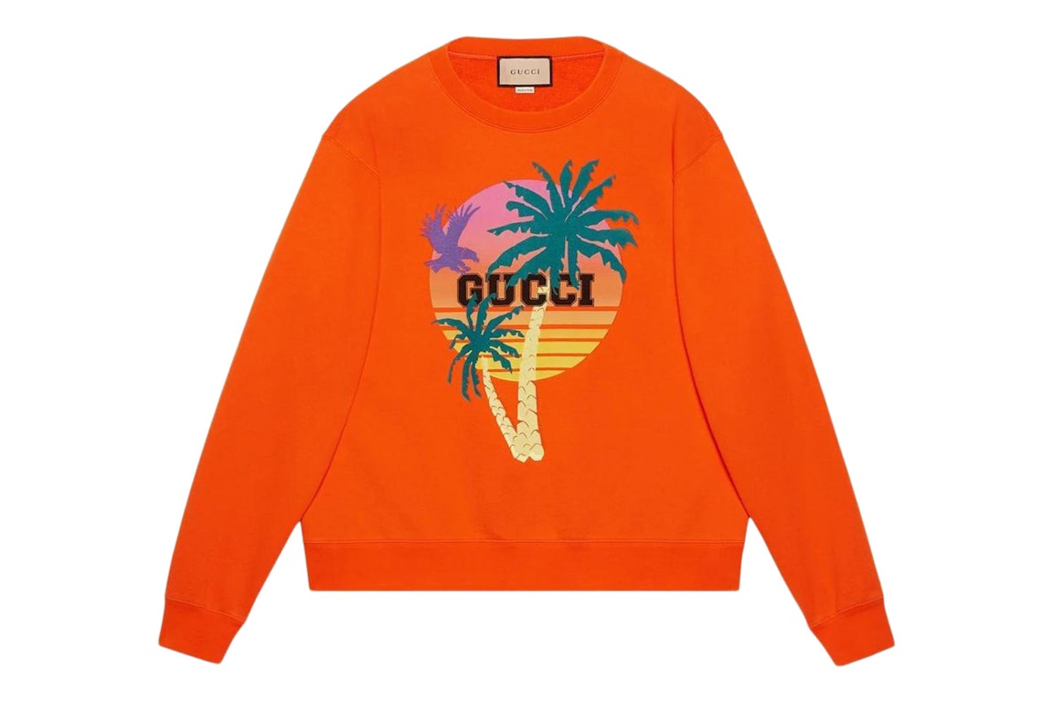 Pre-owned Gucci Love Parade Printed Cotton Sweatshirt Orange