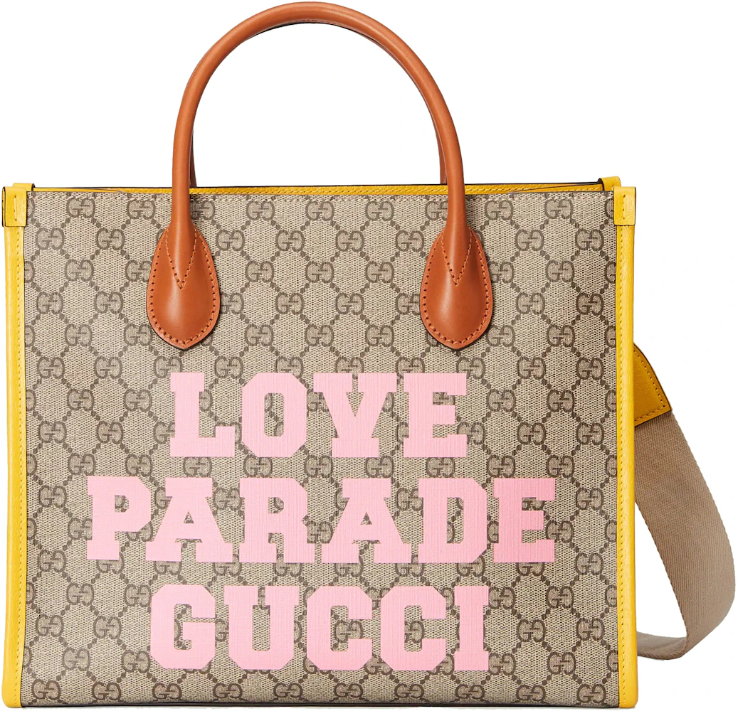 Gucci Love Parade Tote Bag Beige/Ebony GG Supreme Canvas with Gold-tone - US