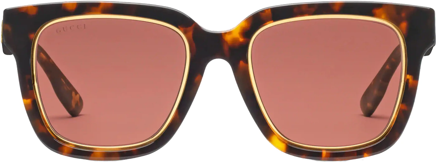 Gucci Low Nose Bridge Fit Square Sunglasses Tortoiseshell in Acetate - GB