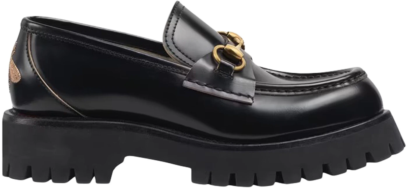 Gucci Horsebit Slip On Loafer Gold-Tone Black Leather (Women's) - 571050  0G0V0 1000 - US