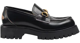 Gucci Lug Horsebit 30mm Platform Loafer Black Leather