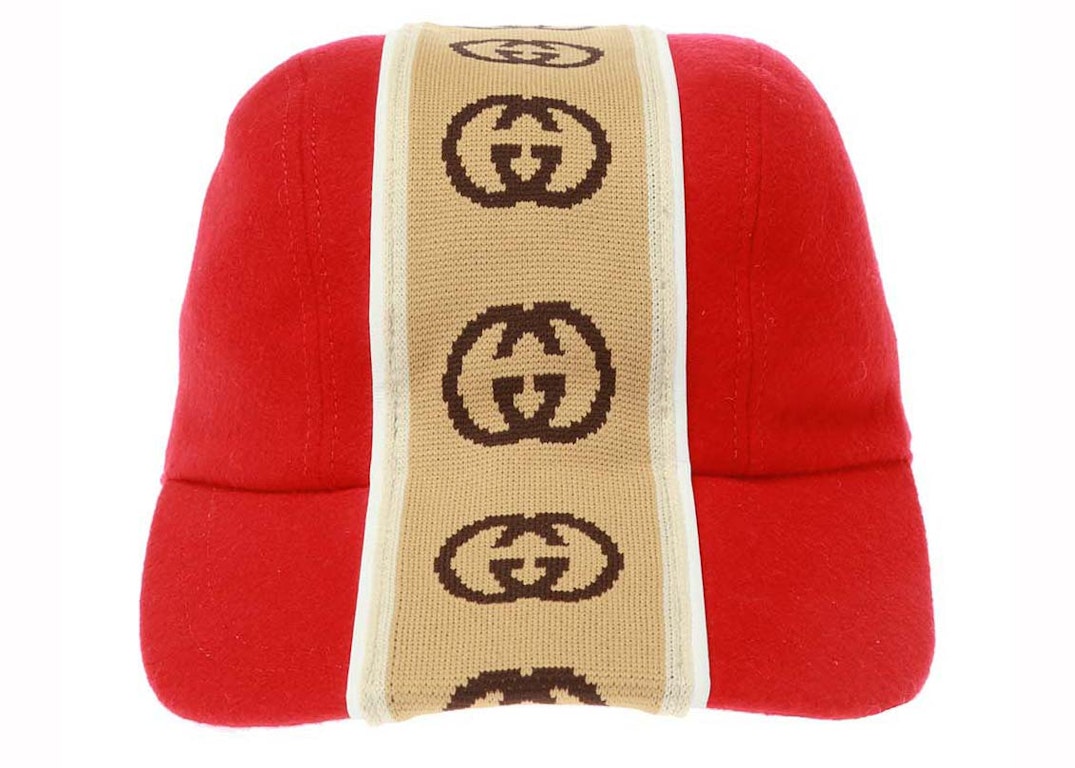 Pre-owned Gucci M Travis Baseball Hat Red/beige