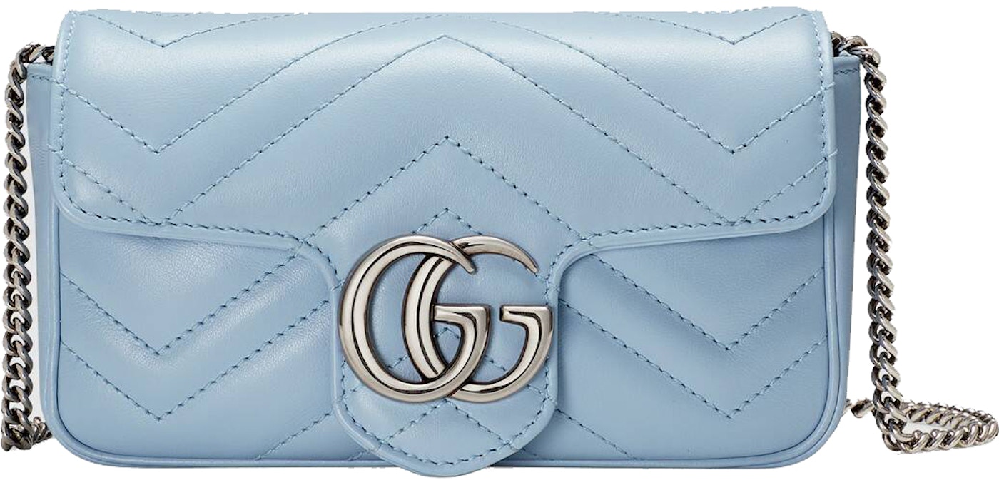 Gucci GG Marmont Super Mini Bag Pastel Blue in with Silver-tone
