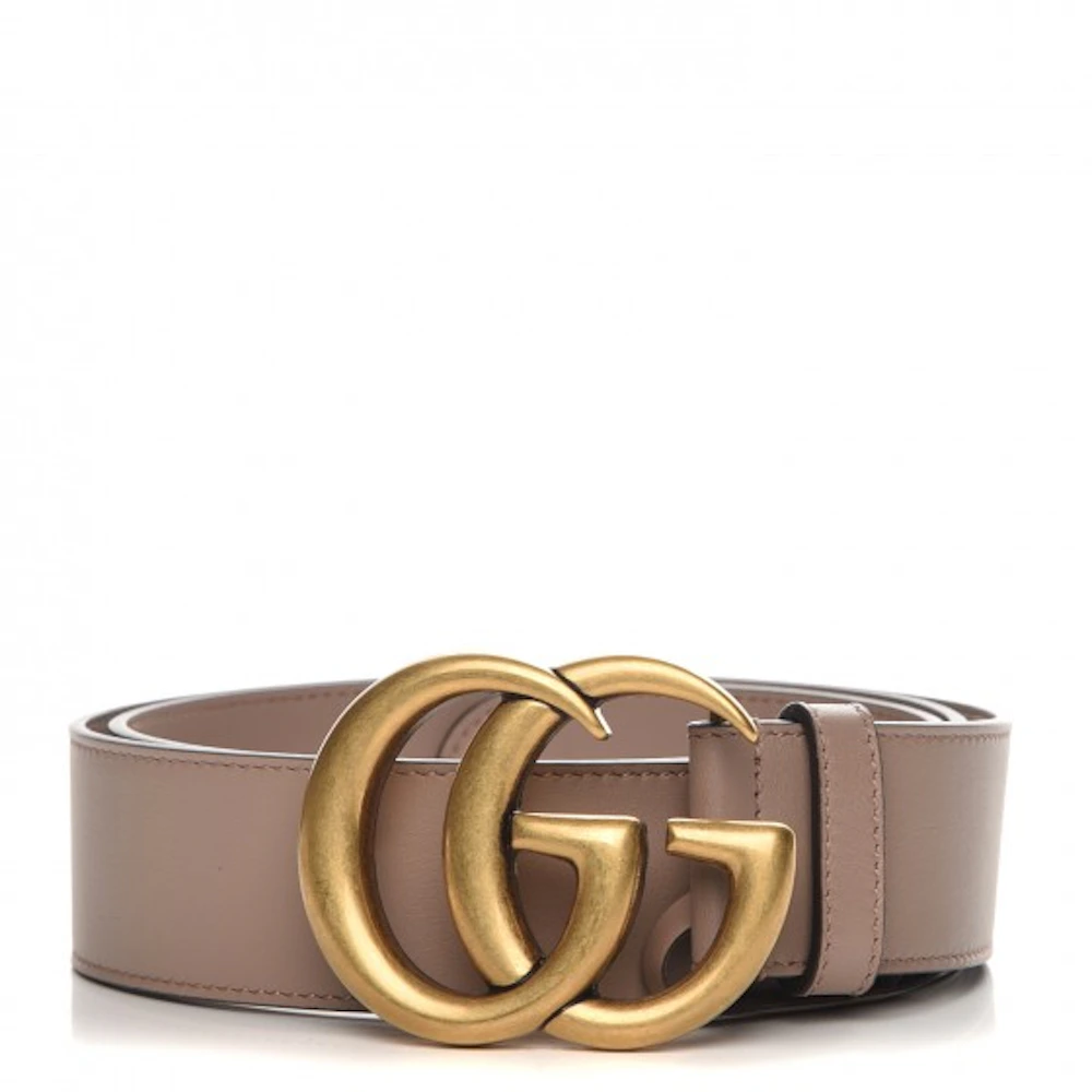Gucci GG Marmont Belt Dusty Pink in Calfskin Leather with Aged Gold ...
