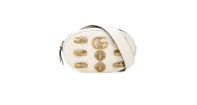 Gucci GG Marmont Belt Bag Matelasse Animal Studs White