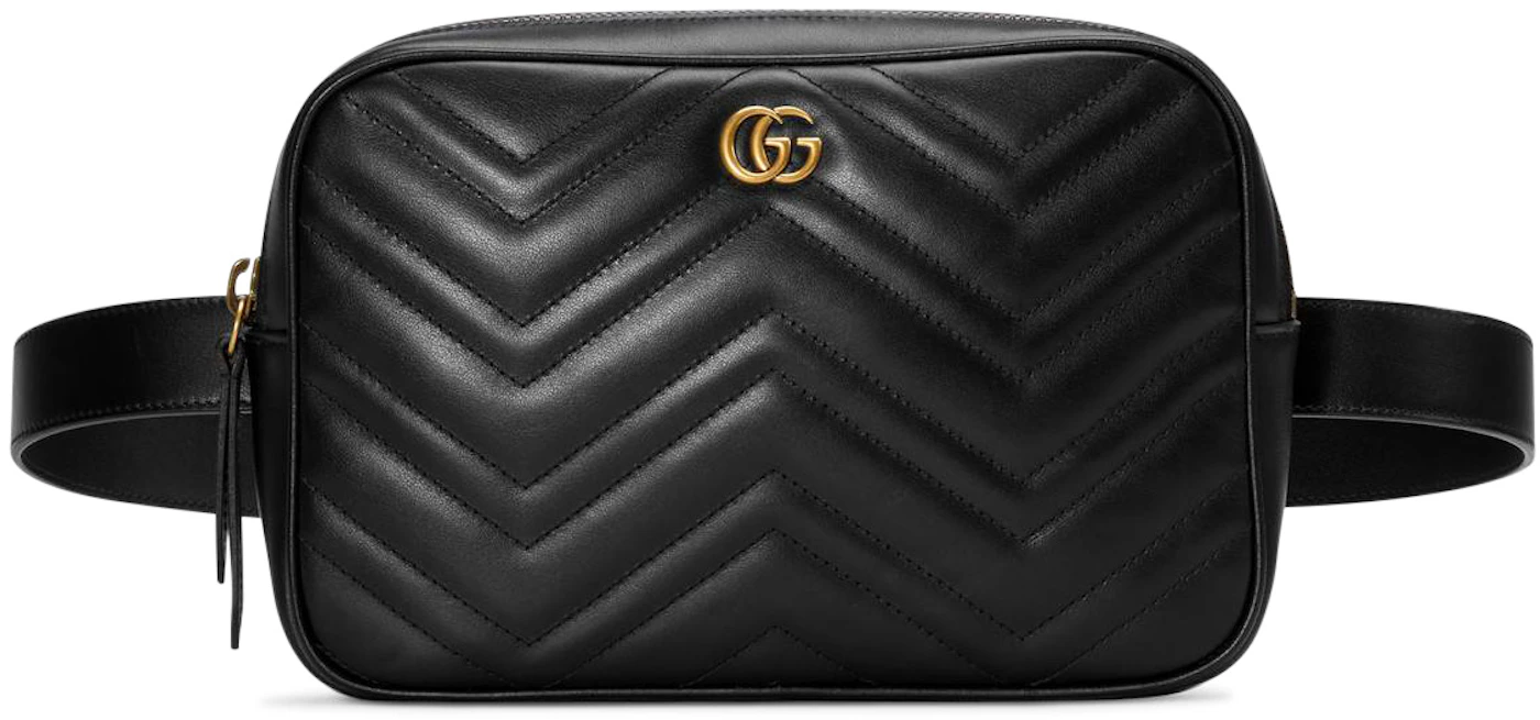 Gucci GG Marmont Square Belt Bag Matelasse Black in Leather with Brass - US