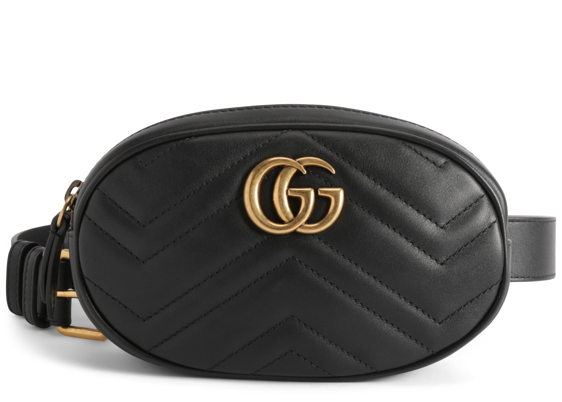 Gucci GG Marmont Belt Bag Matelasse Black in Calfskin with Gold