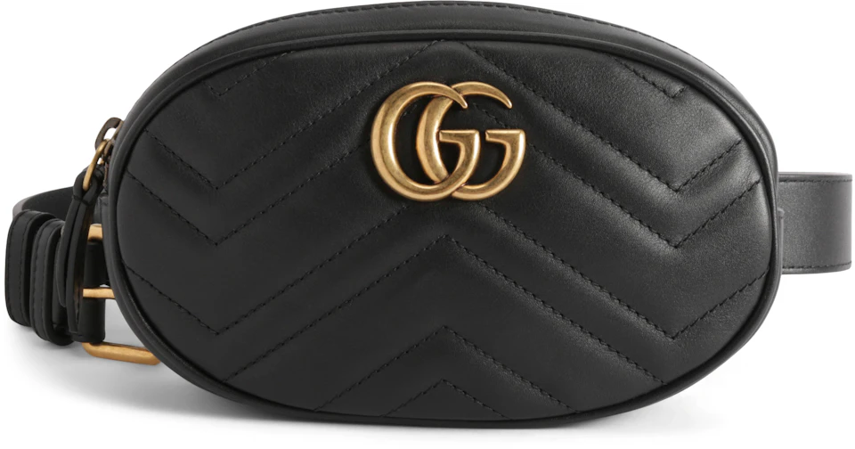 Gucci GG Marmont Belt Bag Matelasse Black in Calfskin with Gold-Tone