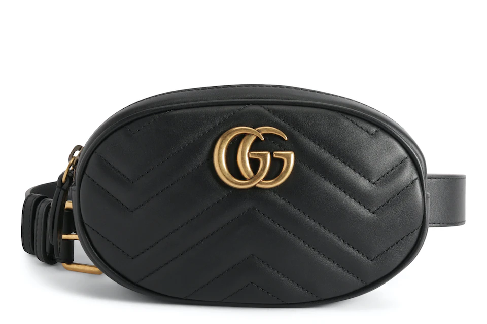 Gucci GG Marmont Belt Bag Matelasse Black in Calfskin with Gold-Tone - US