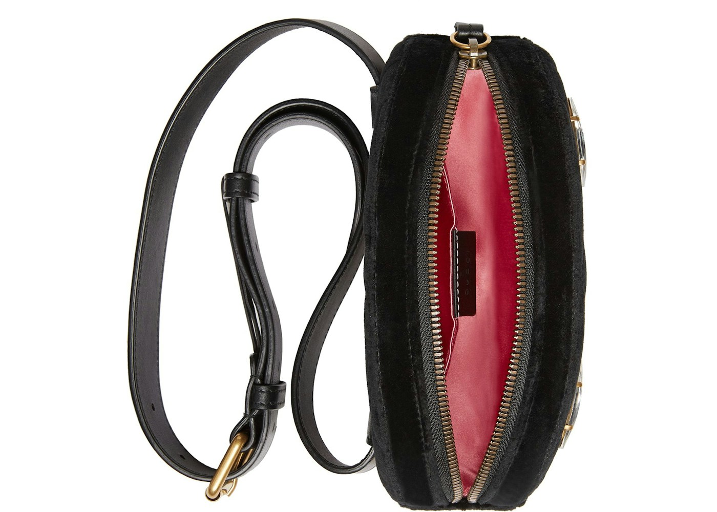Gucci GG Marmont Belt Bag Velvet Crystal Black In Velvet With Antique gucci-gg-marmont-belt-bag-velvet-crystal-black-in-velvet-with-antique