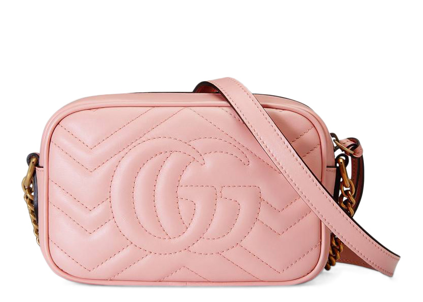 Gucci GG Marmont Camera Bag Matelasse Mini Light Pink in Leather