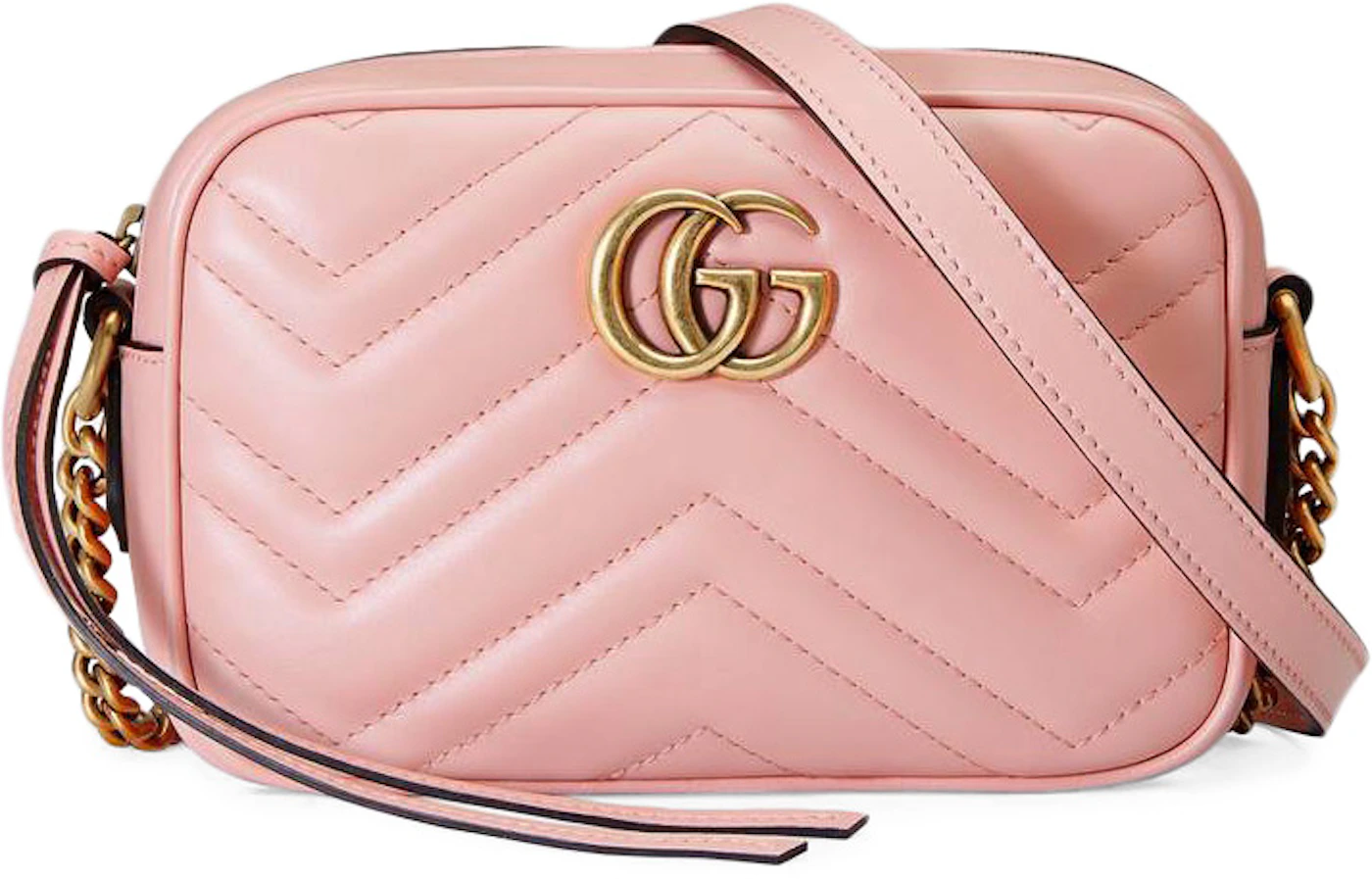 Gucci GG Marmont Camera Bag Matelasse Mini Leather with Antique Gold - US
