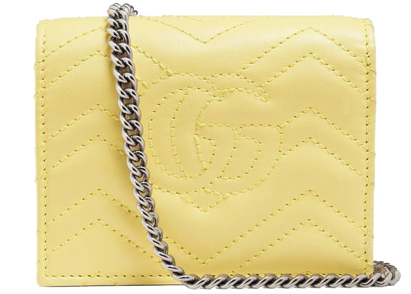 Gucci Marmont Card Case Wallet GG (5 Card Slot) Pastel Yellow in