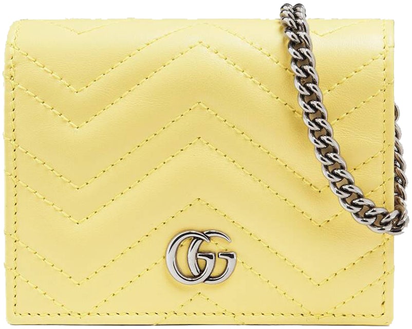 GUCCI GG Marmont Card Case Wallet On Chain Pink