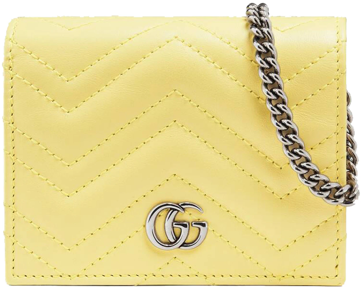 Gucci Marmont Card Case Wallet GG (5 Card Slot) Pastel Yellow in Matelasse  Calfskin Leather with Palladium-tone - US