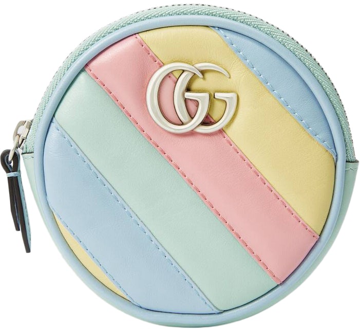 Gucci Marmont Coin Purse GG Pastel Multicolor in Matelasse Calfskin Leather  with Palladium-tone - US