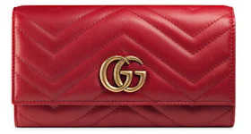 Gucci GG Marmont Continental Wallet Matelasse Hibiscus Red