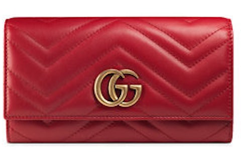 Gucci GG Marmont Continental Wallet Matelasse Hibiscus Red in