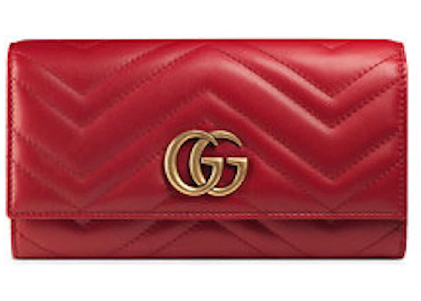 gewelddadig neef Leuk vinden Gucci GG Marmont Continental Wallet Matelasse Hibiscus Red in Calfskin with  Antique Gold - US