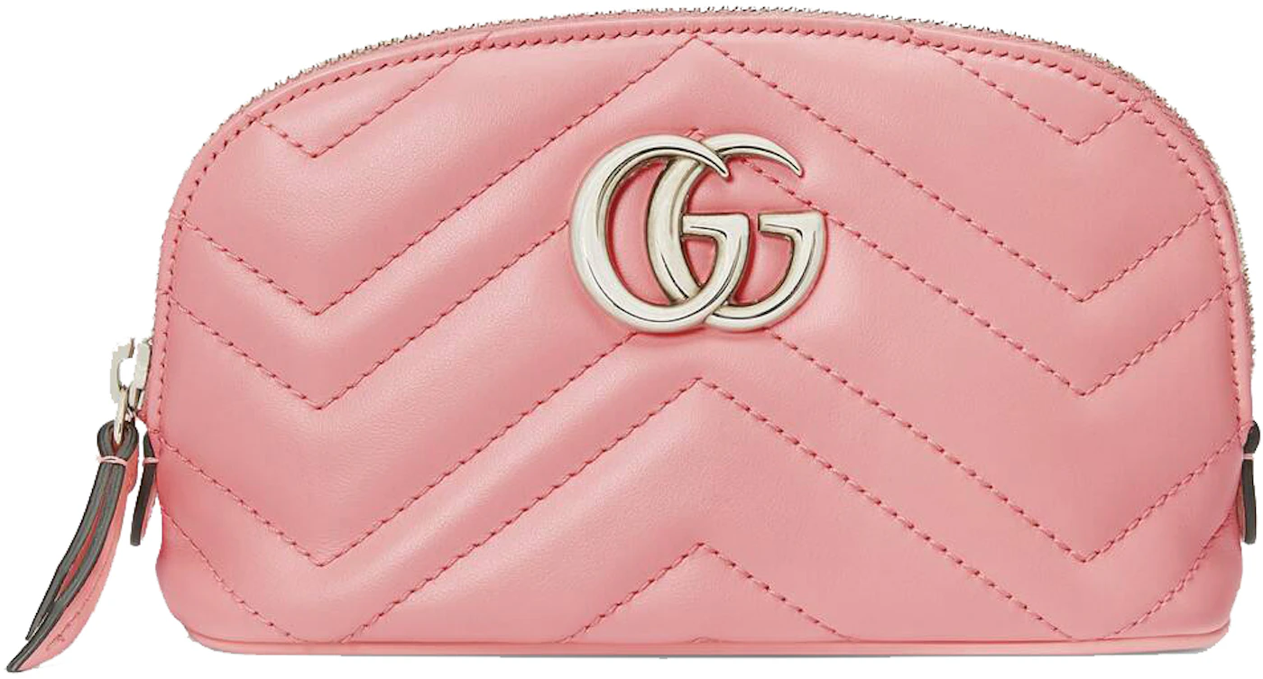 GG Marmont leather key case in dusty pink leather and GG supreme