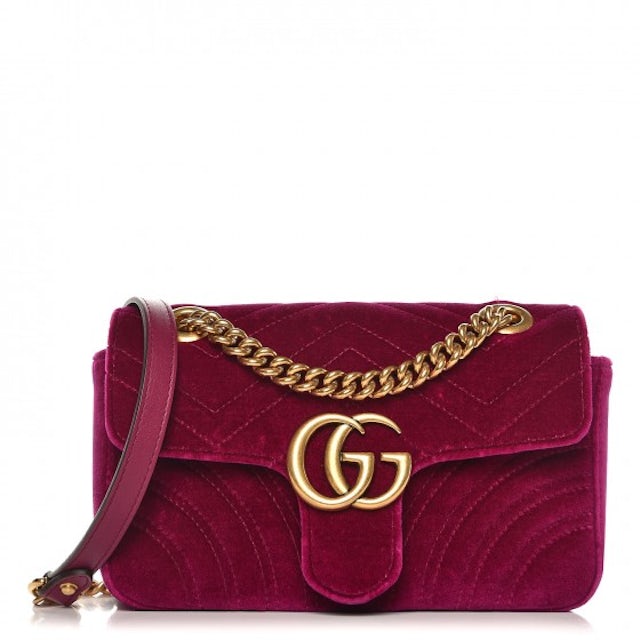 Gucci Purple Velvet GG Marmont Small Metelasse Shoulder Bag