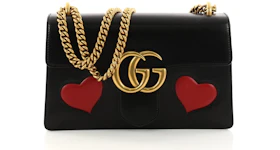 Gucci GG Marmont Patchwork Hearts Medium Black