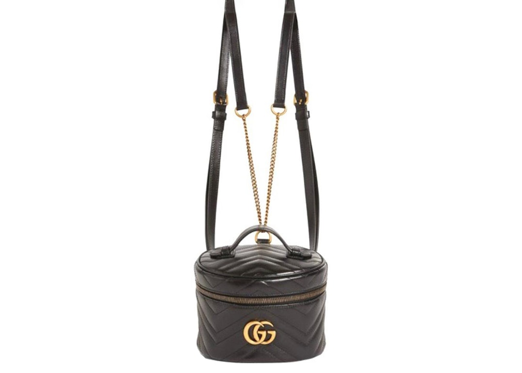 Pre-owned Gucci Marmont Gg Backpack Black