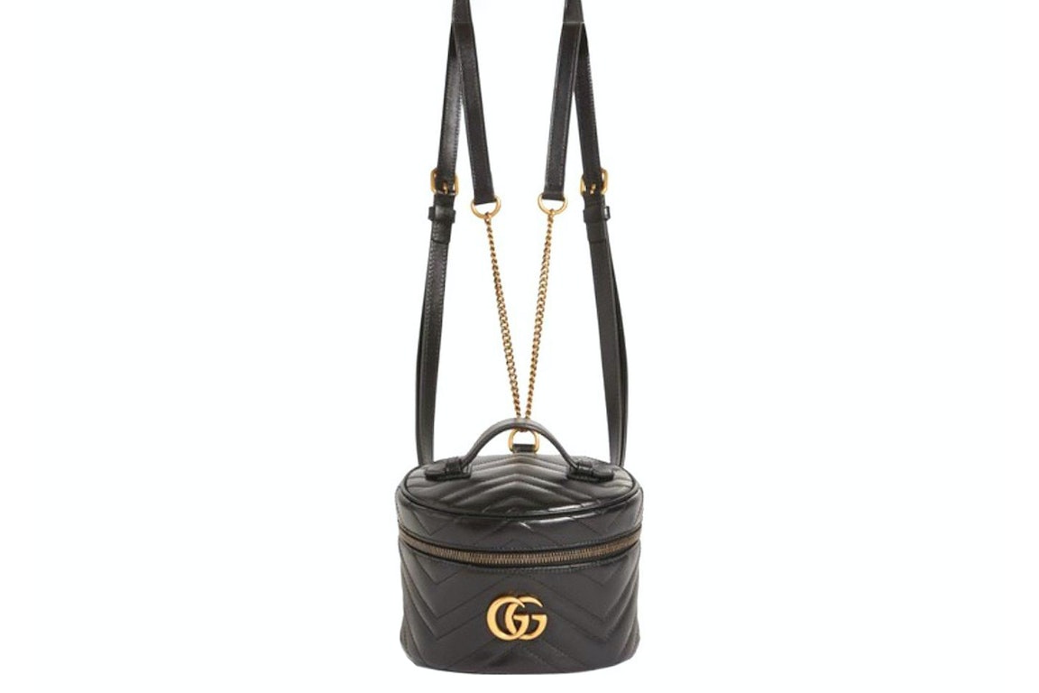 Pre-owned Gucci Marmont Gg Backpack Black