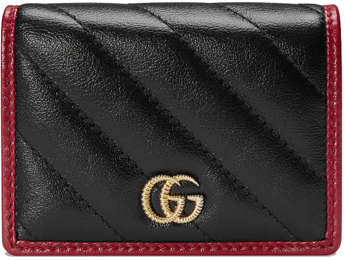 erhvervsdrivende Underholdning Bungalow Gucci GG Marmont Card Case Wallet Diagonal Matelasse Black/Cerise in  Leather with Antique Gold-tone - US